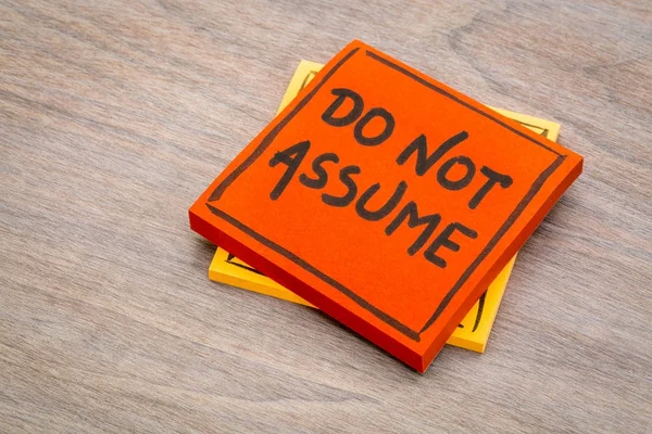 Do not assume reminder note — Stock Photo, Image