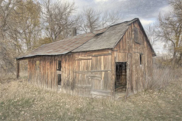 Vieux bâtiment de ferme à la fin de l'automne paysages — Photo