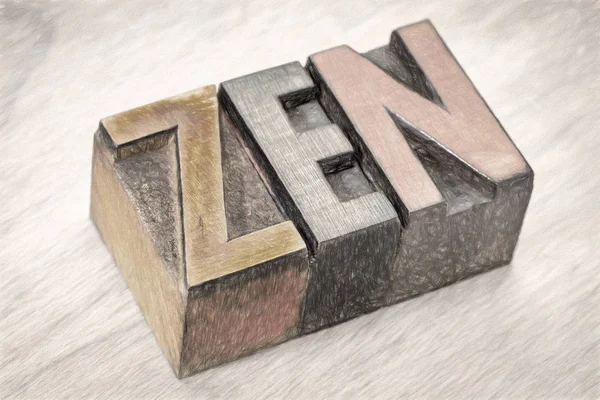 Zen parola astratta nel tipo di legno — Foto Stock