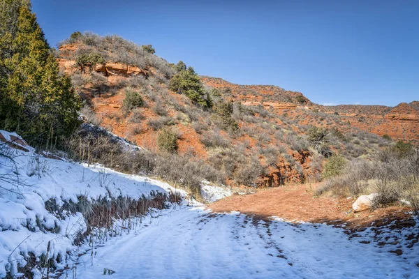 Canyon parcours in winter landschap — Stockfoto