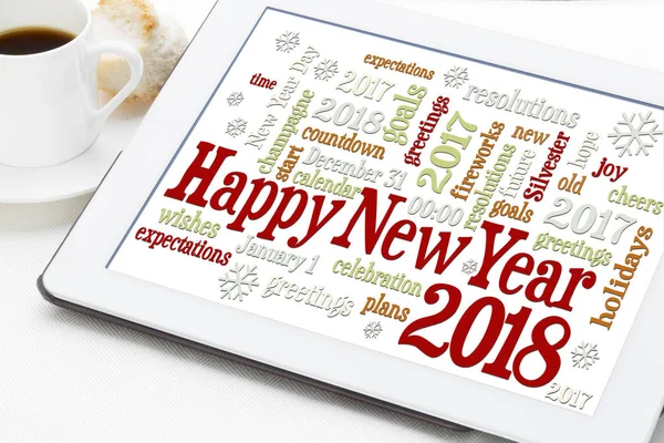 Happy New Year 2018 word cloud — Stock Photo, Image