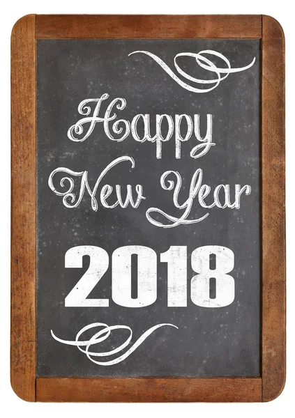 Happy new year 2018 on blackboard — Stock Photo, Image