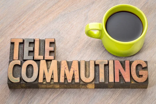 Telecommuting word in wood type — Stock Photo, Image