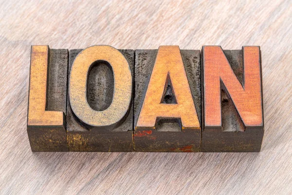 Loan word abstract in wood type — Stock Photo, Image