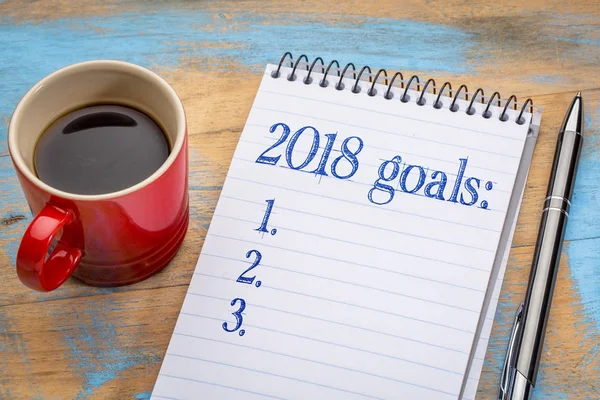 2018 goals list in notebook — Stock Photo, Image