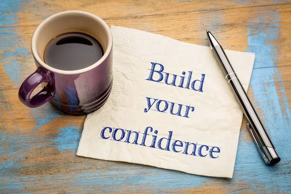 Build your confidence - advice on napkin — Stock Photo, Image