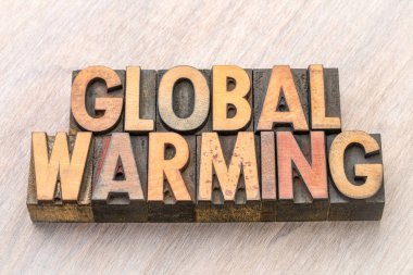 Küresel ısınma kelimesi ahşap tipinde soyut