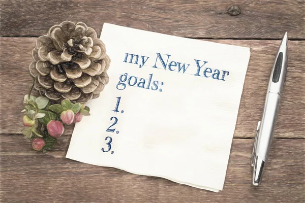 Lista de metas de Ano Novo no guardanapo — Fotografia de Stock