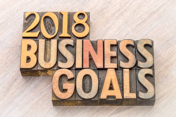 2018 business goals word abstract in wood type — Stock Photo, Image