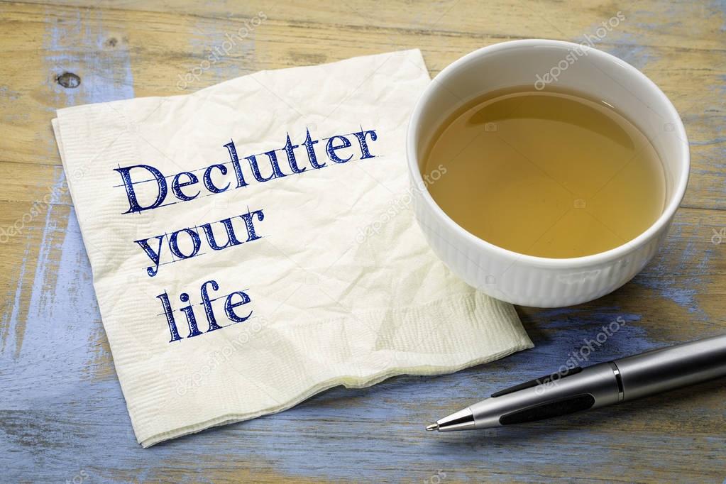 declutter your life advice on napkin
