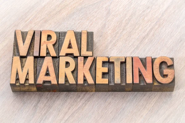 Viral marketing word abstract in wood type — Stock Photo, Image