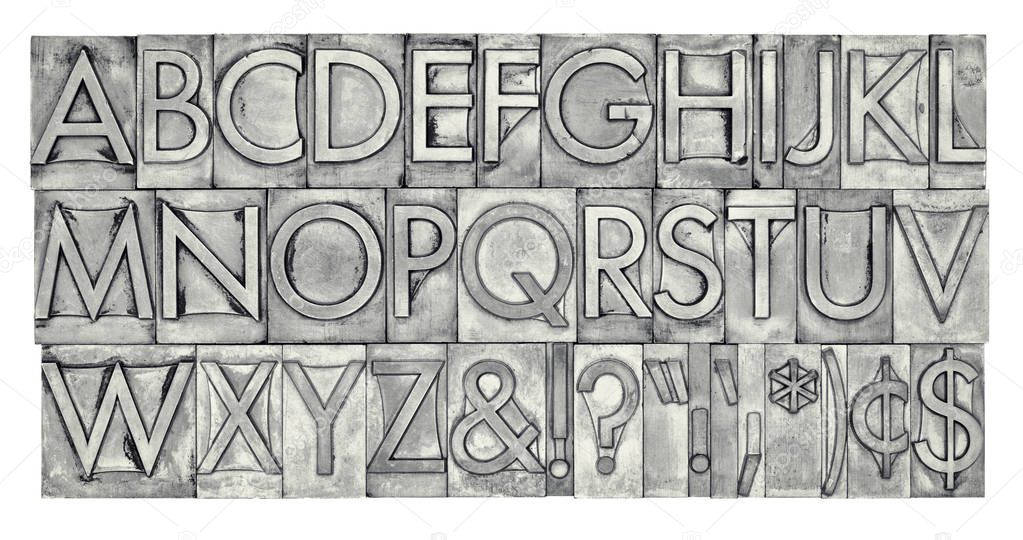 alphabet in metal type