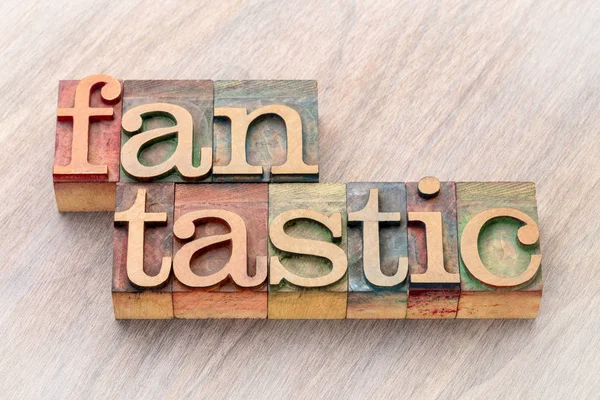 Fantastic word abstract in wood type — Stock Photo, Image
