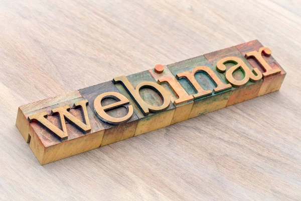 Webinar word abstract in wood type — Stock Photo, Image