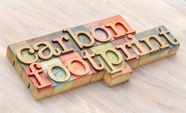 Carbon footprint ordet abstrakt i trä typ — Stockfoto
