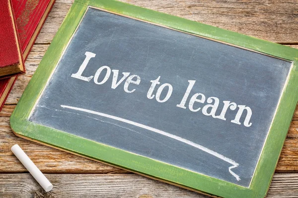 Love to learn blackboard sign — Stock Photo, Image