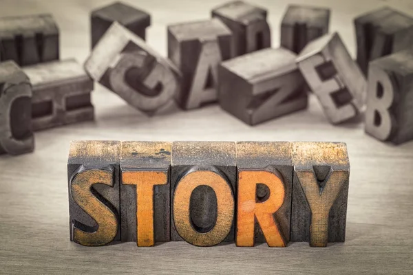 Story word abstract in wood type — Stock Photo, Image