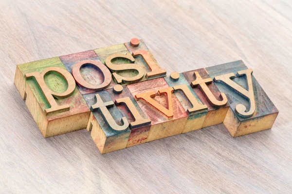 Positivity word abstract in wood type — Stock Photo, Image