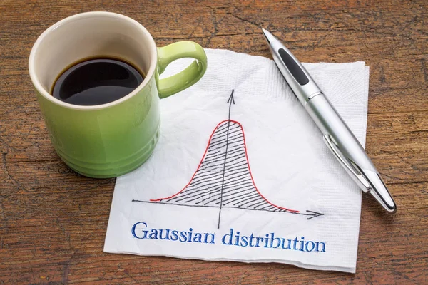 Gaussian (bell) distribution curve on napkin — Stock Photo, Image