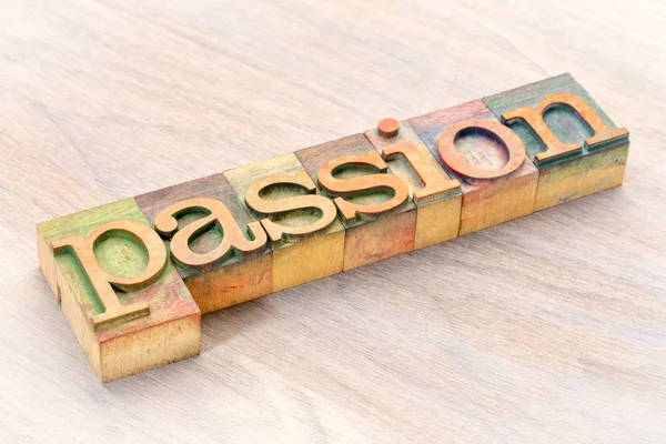 Passion word in wood type — Stock Photo, Image