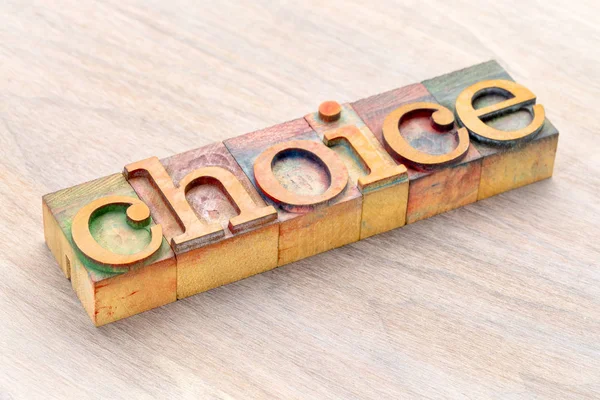 Choice word abstract in wood type — Stock Photo, Image