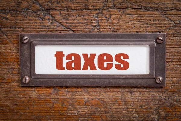 Etiqueta de impuestos - etiqueta del gabinete de archivos — Foto de Stock