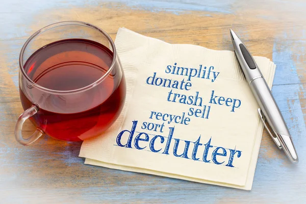 Declutter e semplificare word cloud sul tovagliolo — Foto Stock