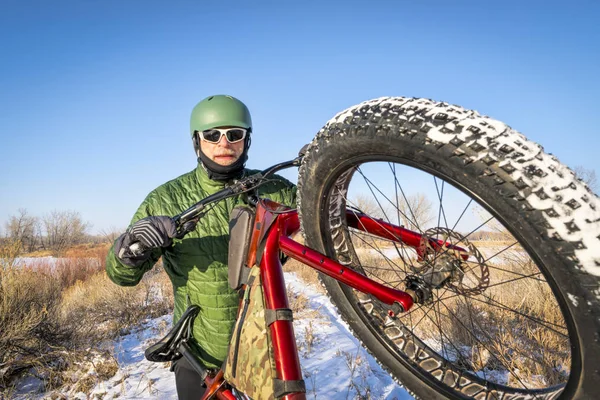 riding fat bike in winter