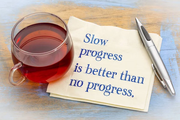 Slow progress is better than ... inspirational note — Stock Photo, Image