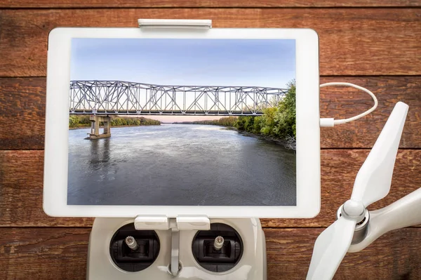 Vista aérea del puente del río Missouri — Foto de Stock