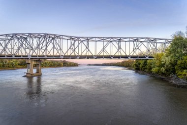 Missouri River bridge aerial view clipart