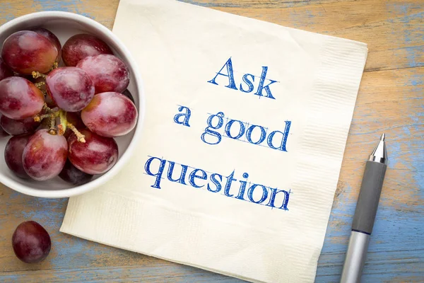 Faça uma boa pergunta lembrete no guardanapo — Fotografia de Stock