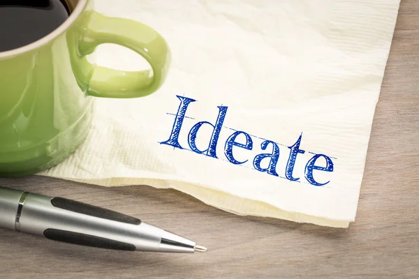 Ideate - Ideennotiz auf Serviette formen — Stockfoto