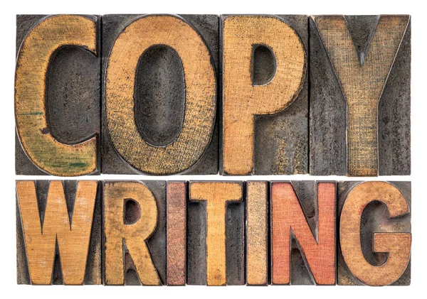 Copywriting word abstract in wood type — Stock Photo, Image