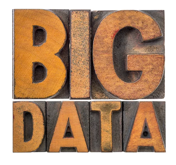 Big data word abstract in wood type — Stock Photo, Image