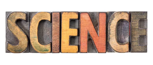 Palabra científica abstract in wood type — Foto de Stock