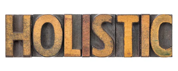 Holistic - word abstract in wood type — Stock Photo, Image