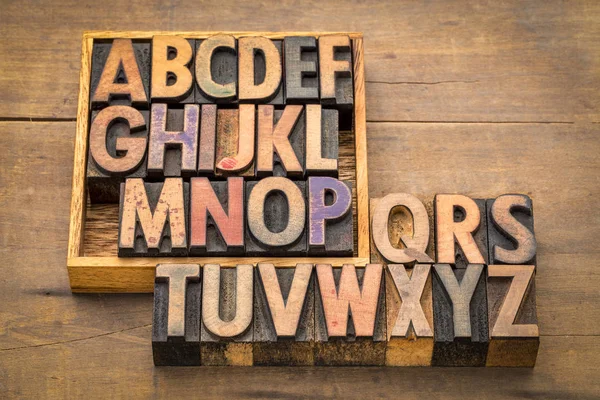 Alphabet abstract in vintage wood type — Stock Photo, Image