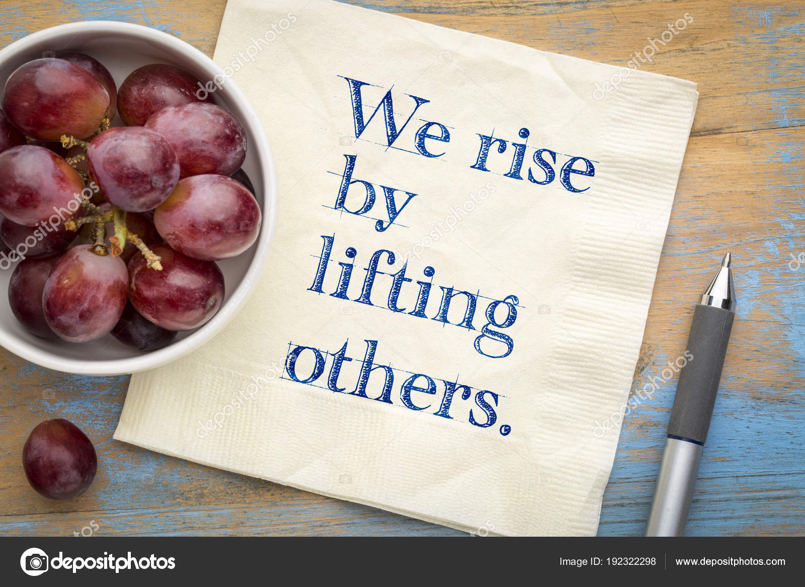 We Rise By Lifting Others Wisdom Quote On Napkin Stock Photo Image By C Pixelsaway 192322298