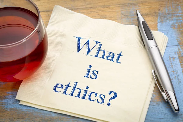 倫理とは何ですか。ナプキンに質問. — ストック写真