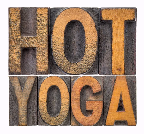 Mot yoga chaud abstrait dans le type de bois — Photo