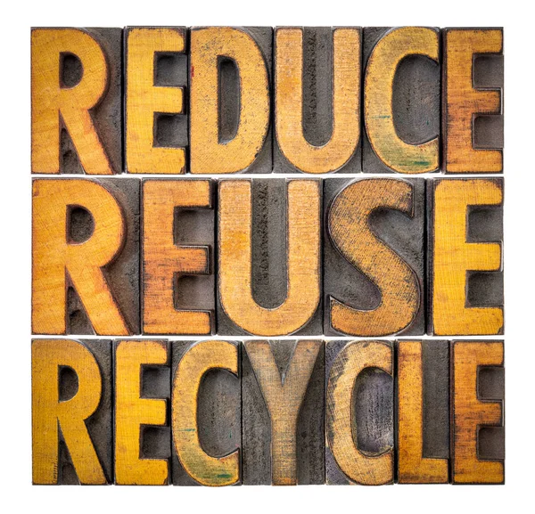 Reducir, reutilizar y reciclar - concepto de conservación de recursos —  Fotos de Stock