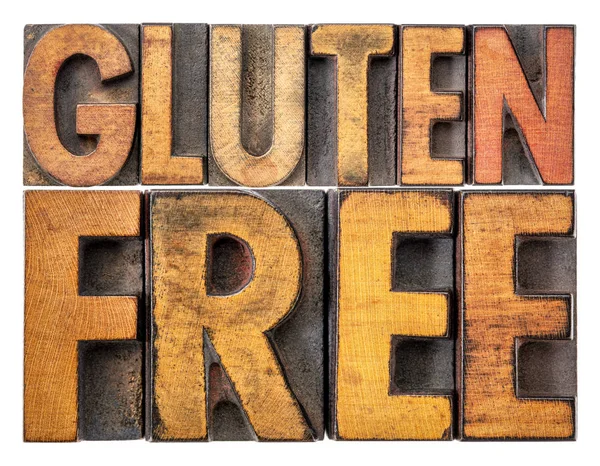 Gluten free banner in wood type — Stock Photo, Image