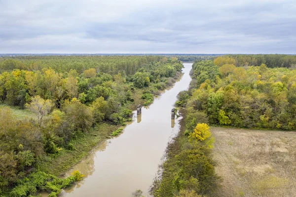 Cache and MIssissippi River confluence aerial view — Stock Photo, Image
