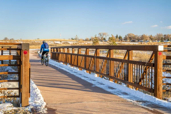 Pendolarismo invernale in bicicletta in Colorado — Foto Stock