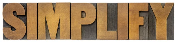 Simplify word abstract in wood type — Stock Photo, Image