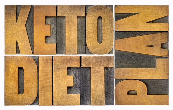 Keto δίαιτα σχέδιο λέξη αφηρημένη στον τύπο ξύλου — Φωτογραφία Αρχείου