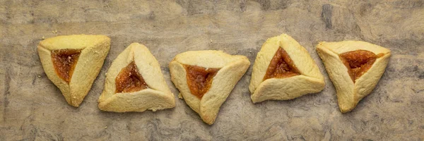 Sárgabarack hamantaschen cukrászsütemény banner — Stock Fotó