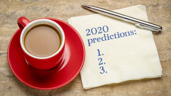 2020 predictions text on a napkin — Stock Photo, Image