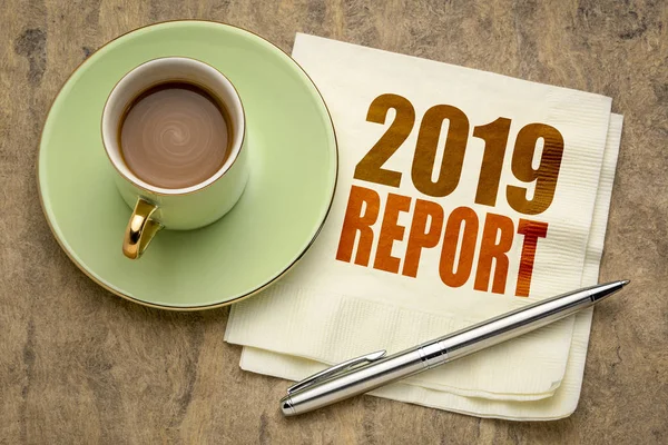 2019 report word abstract on napkin — Stock Photo, Image